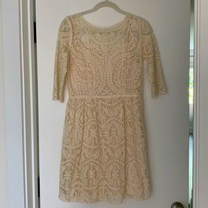 Cream lace dress with under-dress